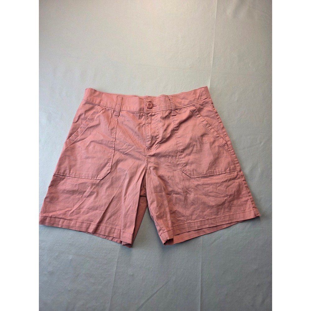 Lee Womens Rose Pink Utility Shorts Size 8 Mid Rise Cotton Stretch Chino
